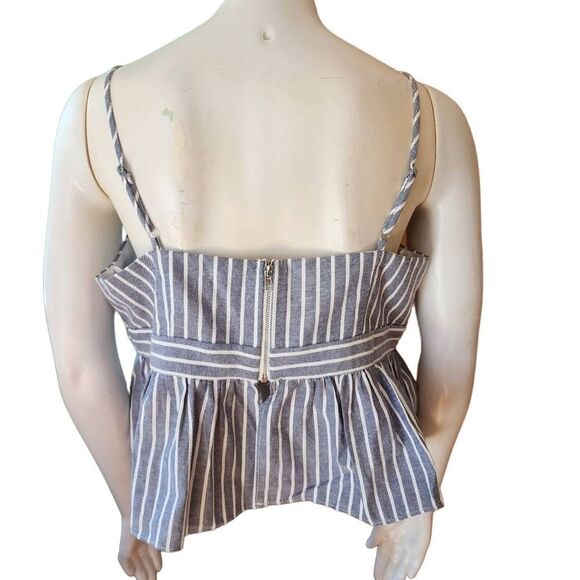 NWT English Factor Blue & White Striped Peplum Tank Top (L) - Picture 8 of 9
